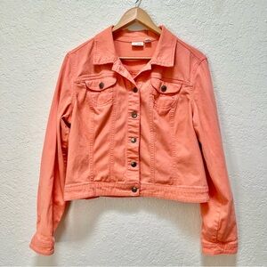 Cato Pink Coral Denim Jacket Coastal Stretch
